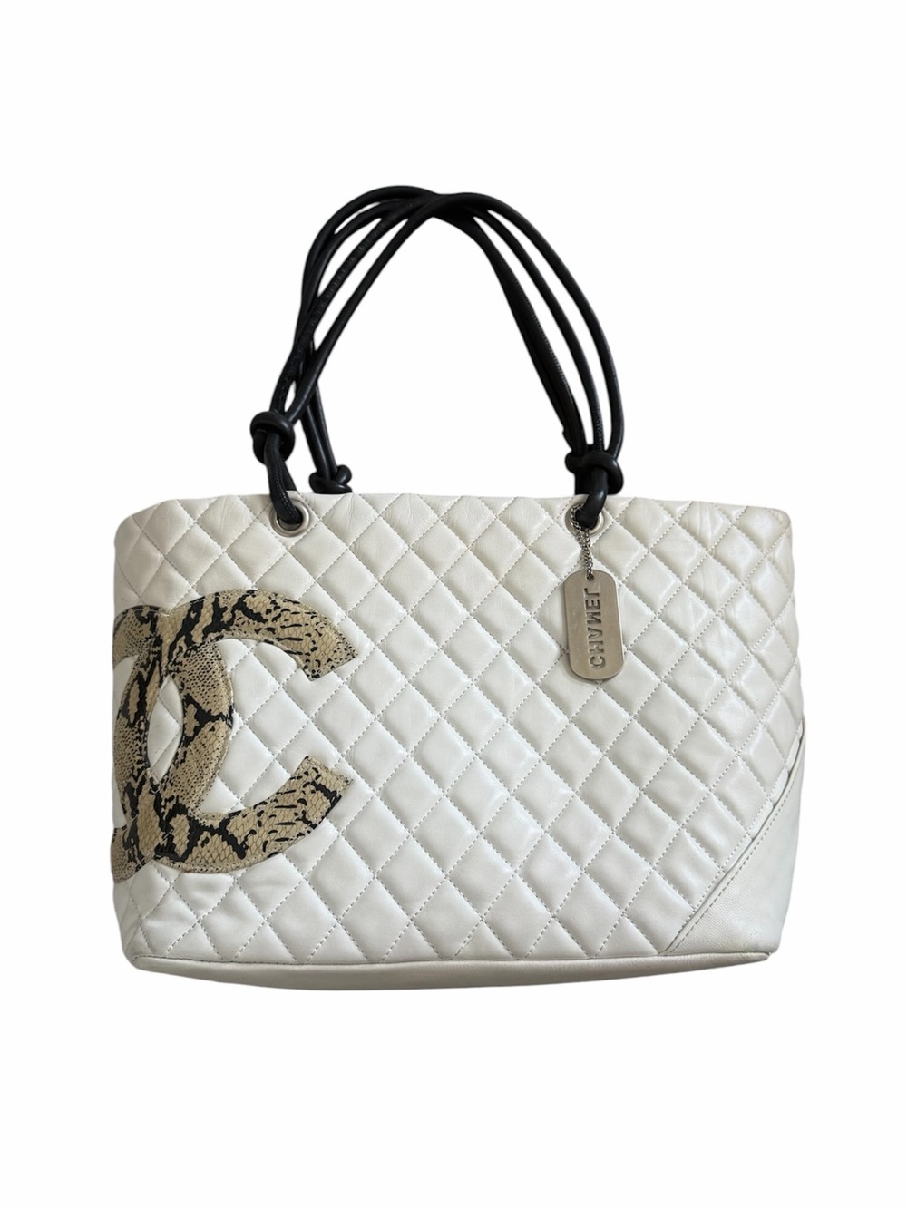 CHANEL Cambon 2004-2005 Beige Calfskin Leather Tote Shoulder Bag - Picture 1 of 16